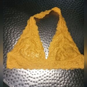 Free People Yellow Lace Halter Bralette Top Festival Boho Women’s Sz Xlarge